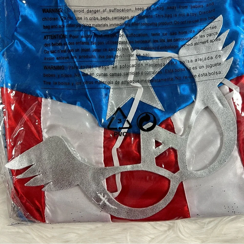 Marvel American Dream captain america Kids Costume - Red Blue White NEW L 10-12